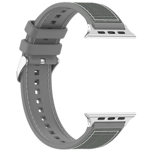 For Apple Watch Series 2 38mm Ordinary Buckle Hybrid Nylon Braid Silicone Watch Band(Grey)