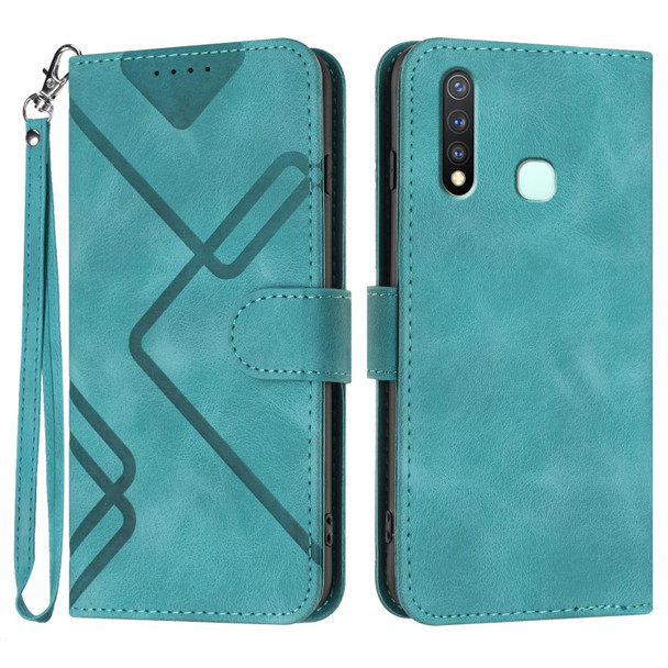 For vivo Y19/U3/Y5s/Z5i/U20 Line Pattern Skin Feel Leather Phone Case(Light Blue)