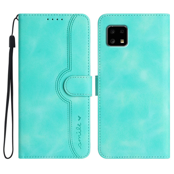 For Sharp Aquos sense4 4G/5G/Sense4 Lite Heart Pattern Skin Feel Leather Phone Case(Light Blue)
