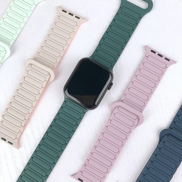 For Apple Watch Ultra 2 49mm I-Shaped Magnetic Silicone Watch Band(Dark Teal Black)