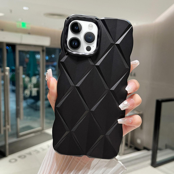 For iPhone 14 Pro Max Metallic Paint Diamond Lattice Skin Feel Full Coverage Shockproof Phone Case(Black)