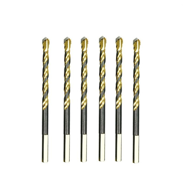 6 PCS 10mm Titanium-Plated King Drill Porcelain Brick Glass Brick Drill Punched Twist Triangle Drill