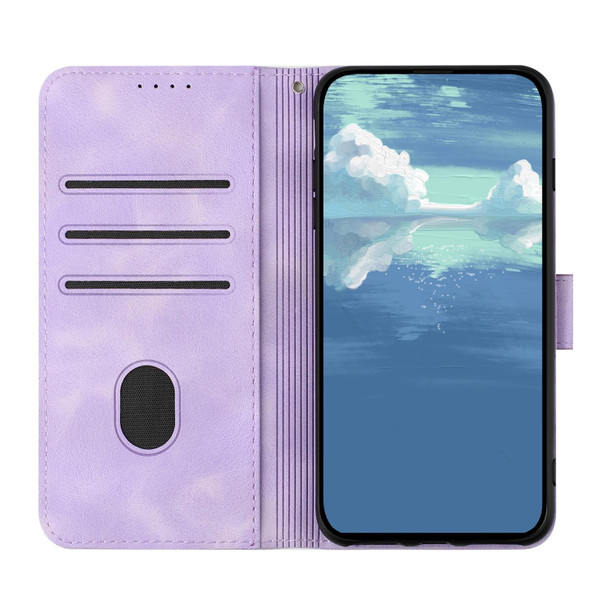 For Sharp Aquos sense4 4G/5G/Sense4 Lite Line Pattern Skin Feel Leather Phone Case(Light Purple)
