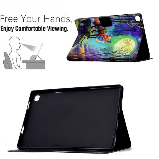 For iPad 10.2 2021 / 2020 / 2019 Electric Pressed Colored Drawing Smart Leather Tablet Case(Moonlight Fox)