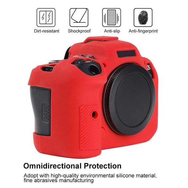 For Canon EOS R6 Mark II Litchi Texture Soft Silicone Protective Case(Red)