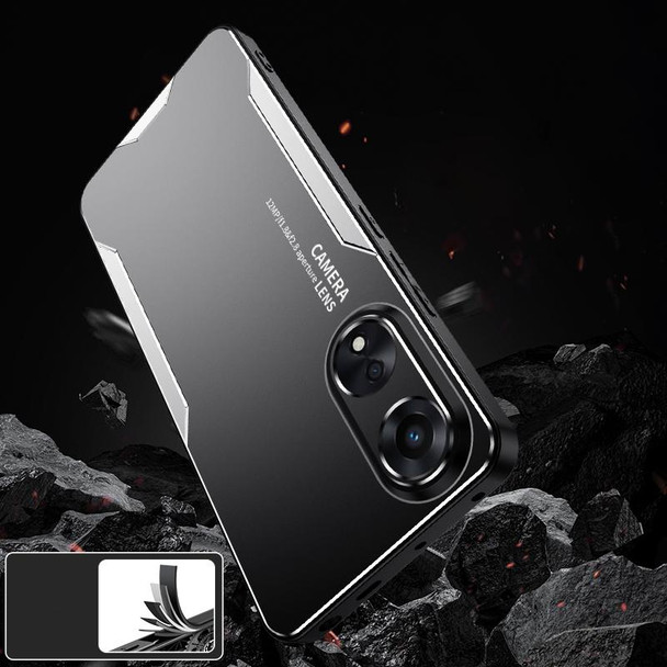 For OPPO A1 Pro Blade Series TPU Hybrid Metal Phone Case(Silver)