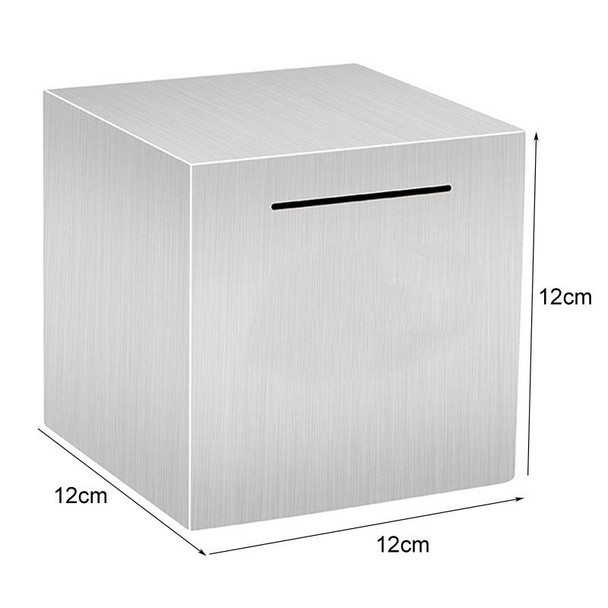 12x12x12cm Stainless Steel Money Box Only In, No Export Adult Children Savings Box