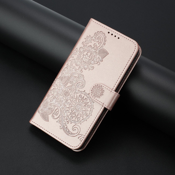 For ZTE Libero 5G IV Datura Flower Embossed Flip Leather Phone Case(Rose Gold)