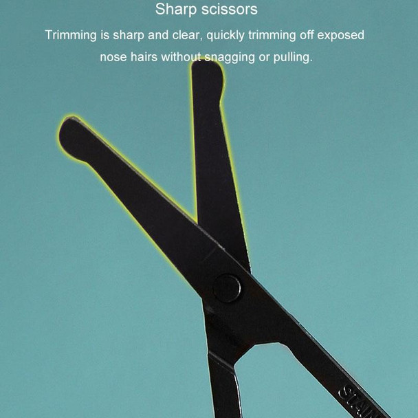 Men Nose Hair Scissor Round Tip Nose Hair Trimmer Manual Trimming Scissor, Color: Deep Black