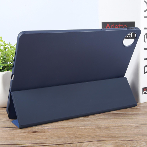 For Huawei MatePad Pro 11 2022/2024 Tri-fold Silicone Leather Tablet Case(Dark Blue)