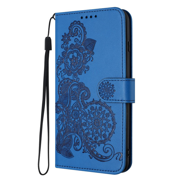 For ZTE Libero 5G IV Datura Flower Embossed Flip Leather Phone Case(Blue)