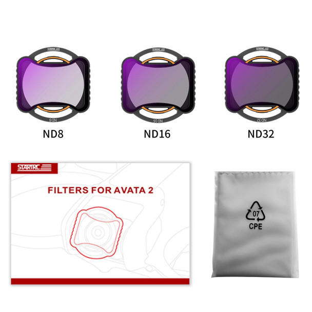 For DJI Avata 2 STARTRC Drone Lens Filter, Lens:3 in 1 ND8/16/32
