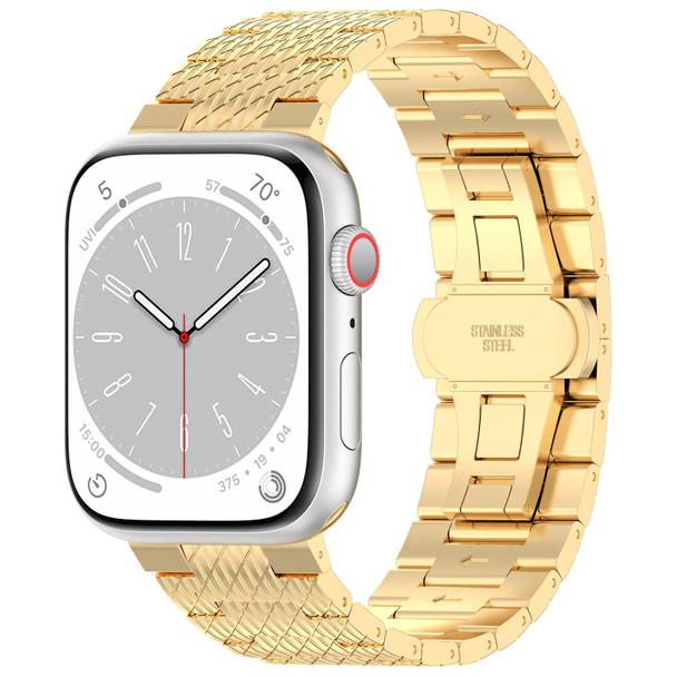 For Apple Watch 38mm Twill Stainless Steel Watch Band(Gold)