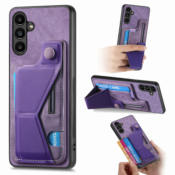 For Samsung Galaxy A34 5G II K-shaped Slide Holder Card Slot Phone Case(Purple)