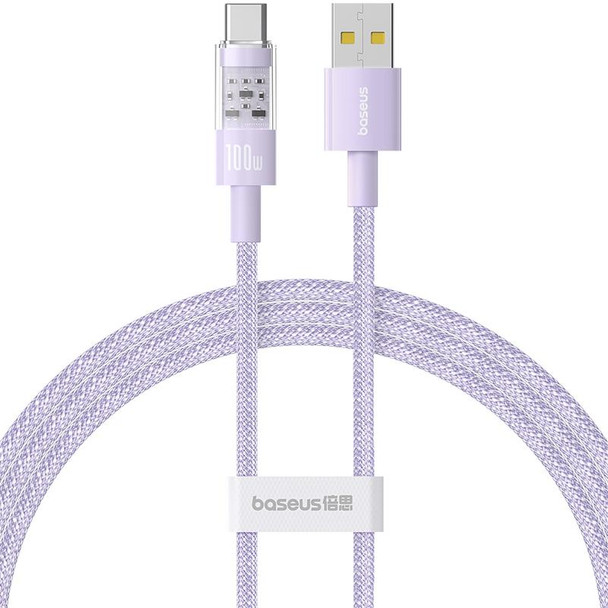 Baseus CD Series PD100W USB to USB-C / Type-C Fast Charging Data Cable, Length:1m(Purple)