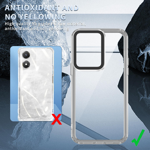 For vivo Y02s/Y16/Y56/T2x 5G India Transparent Acrylic + TPU Shockproof Phone Case(Transparent Black)