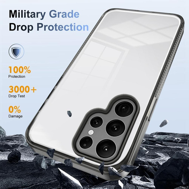 For Samsung Galaxy S22 Ultra 5G 2.5mm Anti-slip Clear Acrylic Hybrid TPU Phone Case(Black)