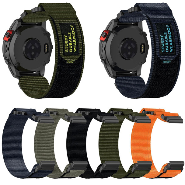For Garmin Tactix 7 AMOLED 26mm Nylon Hook And Loop Fastener Watch Band(Army Green)