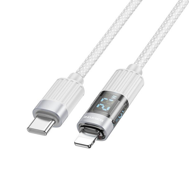 BOROFONE BU46 1.2m PD27W USB-C / Type-C to 8 Pin Basic Charging Data Cable with Display(Grey)