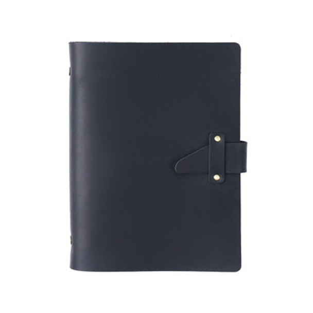 A5 Cowhide Retro Loose-Leaf Notebook Diary Office Business Simple Notepad Crazy Horse Leatherette Handbook(Black) - Open Box (Grade A)