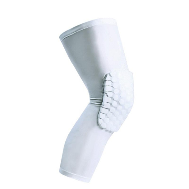 Long Sports Anti-collision Anti-fall Breathable Honeycomb Knee Pads, Size:S(White)