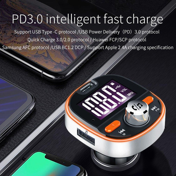 BC53 Wireless Car MP3 Player 5.0 FM Transmitter Colored Ambient Lights Hands-free Car Charger