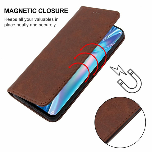 For OPPO A12 Magnetic Closure Leather Phone Case(Brown)