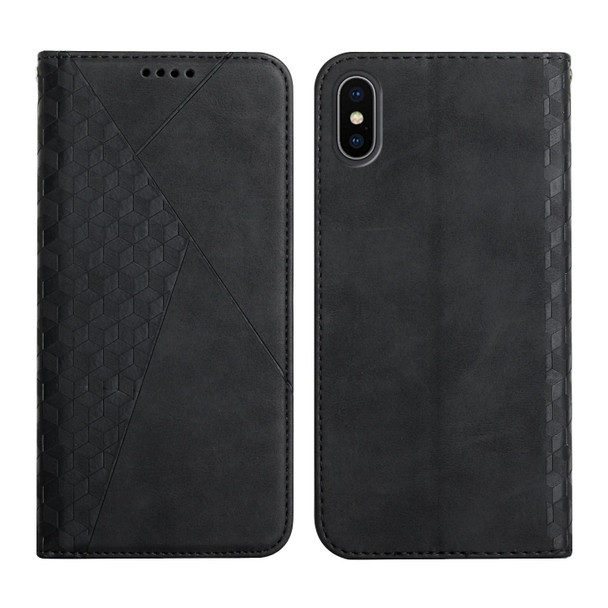 Diamond Pattern Splicing Skin Feel Magnetic Horizontal Flip Leatherette Case with Card Slots & Holder & Wallet - iPhone XR(Black)