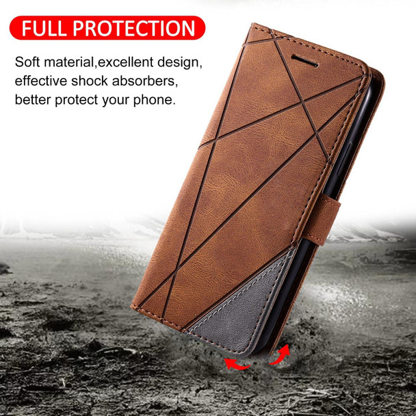 For Google Pixel 8a Skin Feel Splicing Leather Phone Case(Brown)