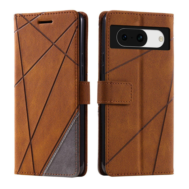 For Google Pixel 8a Skin Feel Splicing Leather Phone Case(Brown)