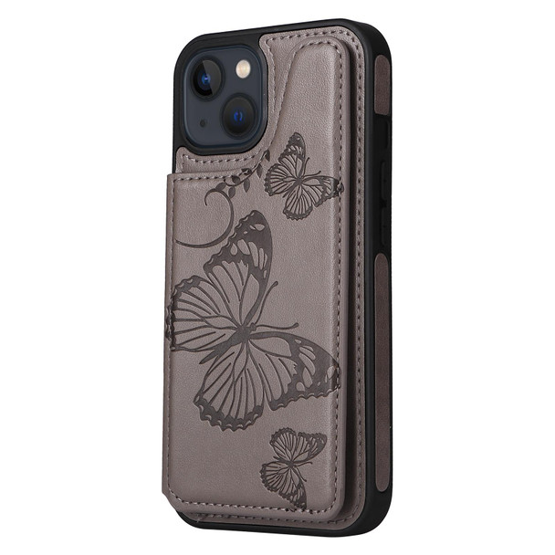 Butterfly Embossing Pattern Shockproof Phone Case - iPhone 13(Gray)