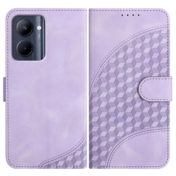 For Realme C33 2022 Global/2023 Global YX0060 Elephant Head Embossed Phone Leather Case with Lanyard(Light Purple)