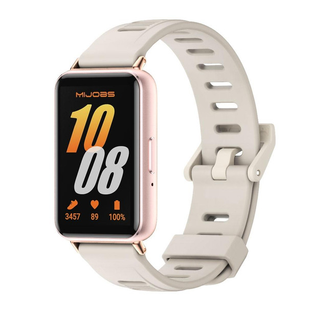 For Samsung Galaxy Fit 3 Mijobs Flat Hole Silicone Watch Band(Grey+Rose Gold)