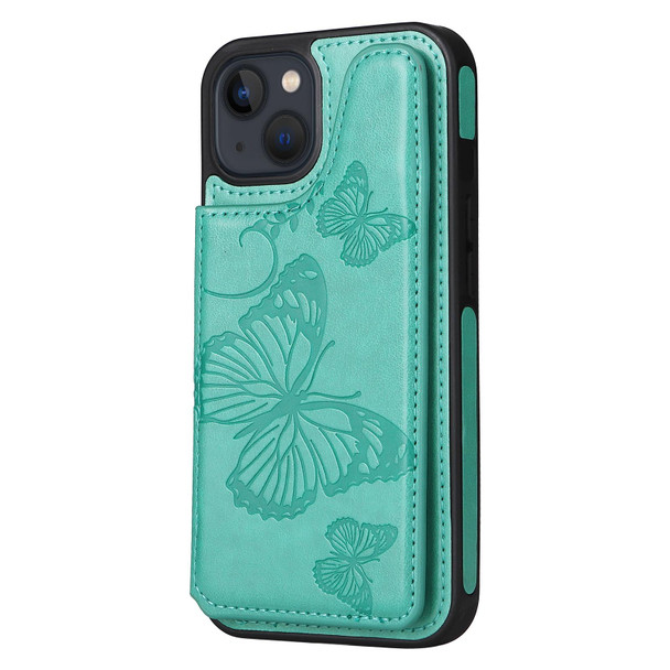 Butterfly Embossing Pattern Shockproof Phone Case - iPhone 13(Green)