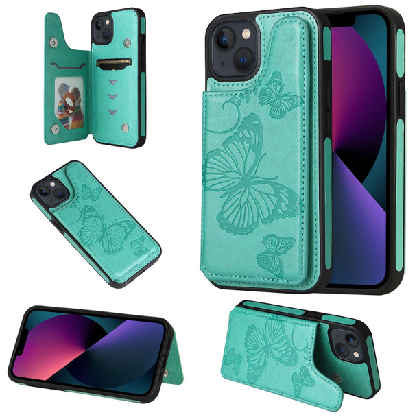 Butterfly Embossing Pattern Shockproof Phone Case - iPhone 13(Green)