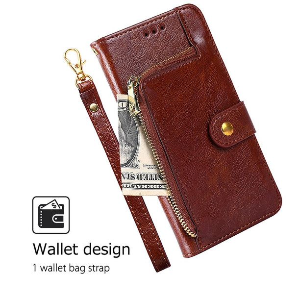 For OnePlus Ace 3V 5G Zipper Bag Leather Phone Case(Brown)