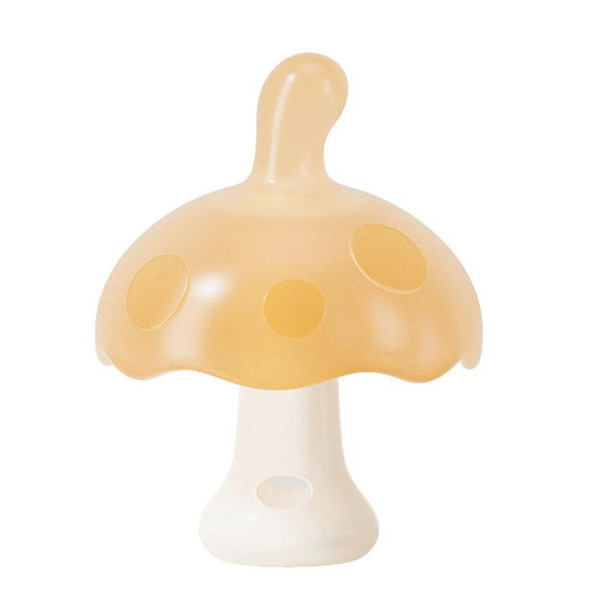 Baby Silicone Teether Small Mushroom Type Anti-Eating Hand Baby Teething Stick, Color: Beige