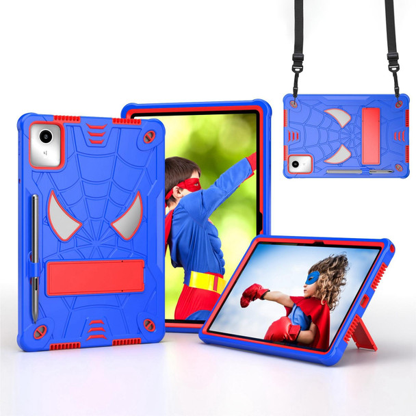 For Lenovo Tab M11/ Xiaoxin Pad 11 2024 Fold-Holder Spider Silicone Hybrid PC Tablet Case(Blue Red)