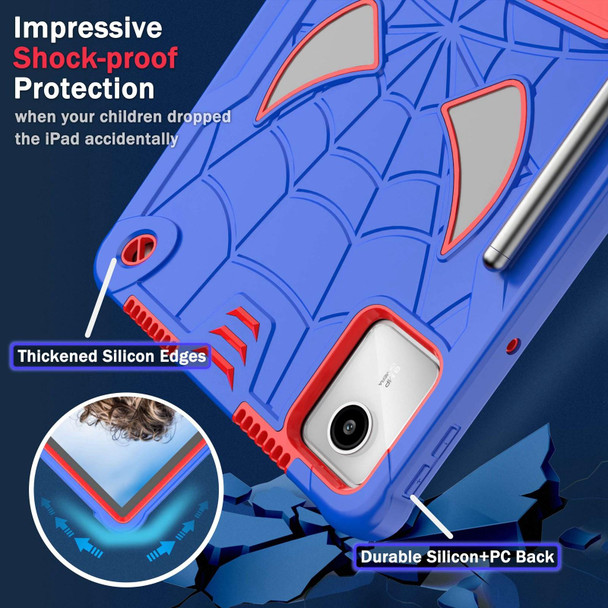 For Lenovo Tab M11/ Xiaoxin Pad 11 2024 Fold-Holder Spider Silicone Hybrid PC Tablet Case(Blue Red)