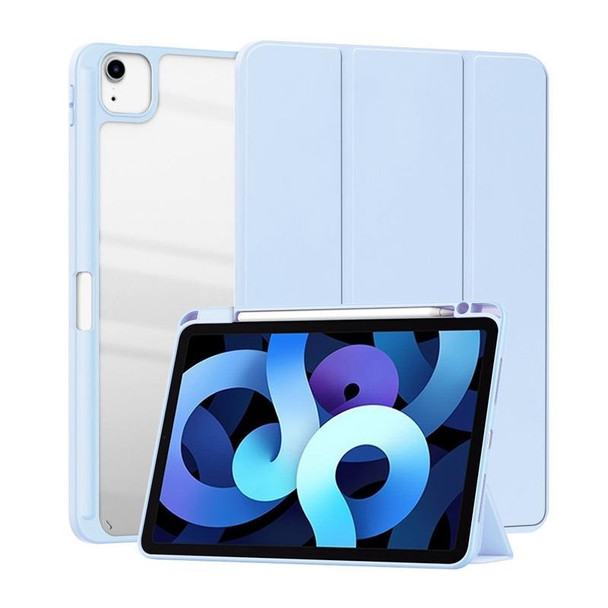 For iPad Air 10.9 2022 / 2020 ZGA Tri-Fold Voltage Smart Leather Tablet Case(Ice Blue)