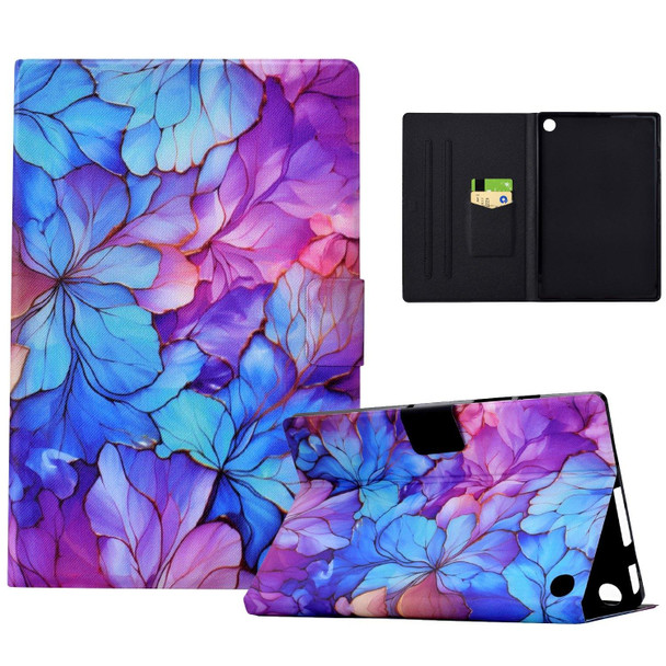 For Amazon Kindle Fire HD8 2020/2022 Voltage Painted Smart Leather Tablet Case(Petals)