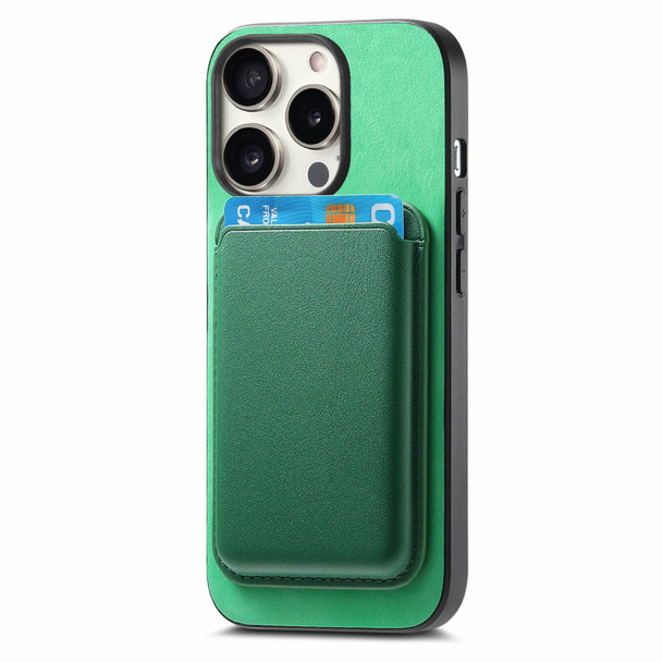 For iPhone 15 Plus Retro Magsafe Card Bag PU Back Cover Phone Case(Green)
