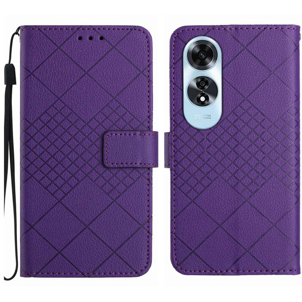 For OPPO A60 4G Rhombic Grid Texture Leather Phone Case(Purple)