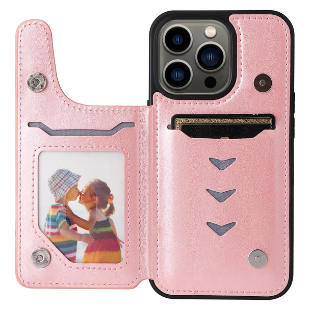 Cat Tree Embossing Pattern Shockproof Phone Case - iPhone 13 Pro(Rose Gold)