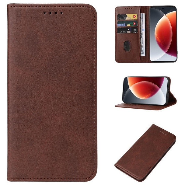 For Realme C65 4G Global Magnetic Closure Leather Phone Case(Brown)