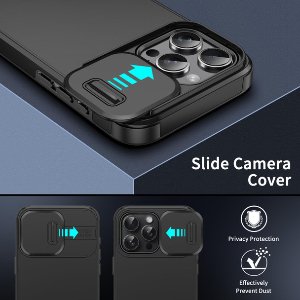 For iPhone 12 / 12 Pro Sliding Camshield TPU + PC Phone Case(Black)