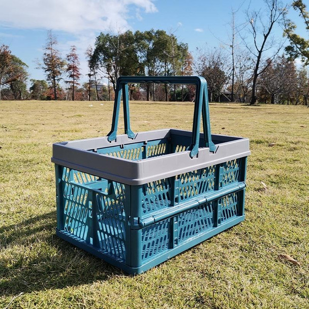 Foldable Picnic Basket Supermarket Shopping Basket,Size: 25x30.5x44cm(Blue Gray)