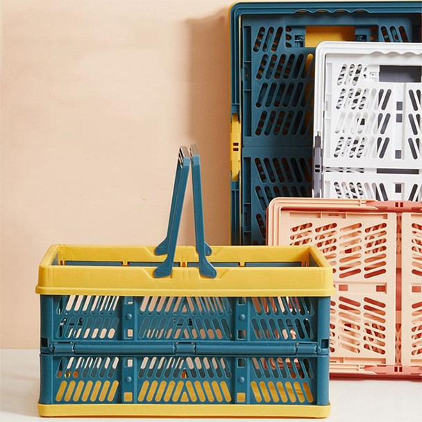 Foldable Picnic Basket Supermarket Shopping Basket,Size: 25x30.5x44cm(Coffee With Beige)