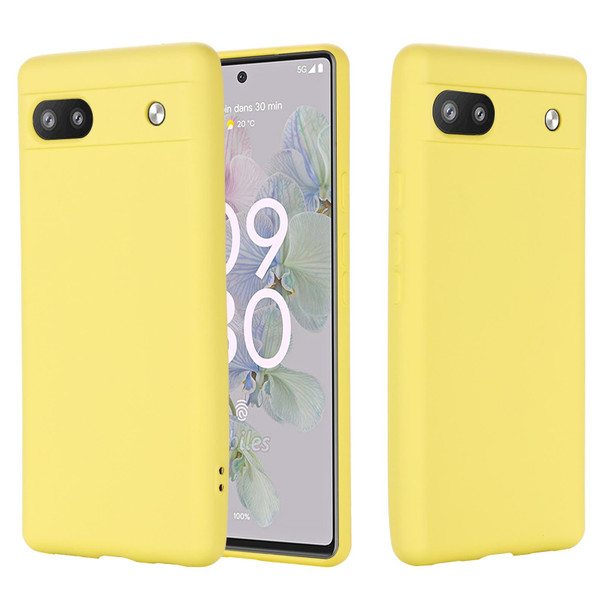 Google Pixel 6a Pure Color Liquid Silicone Phone Case(Yellow)