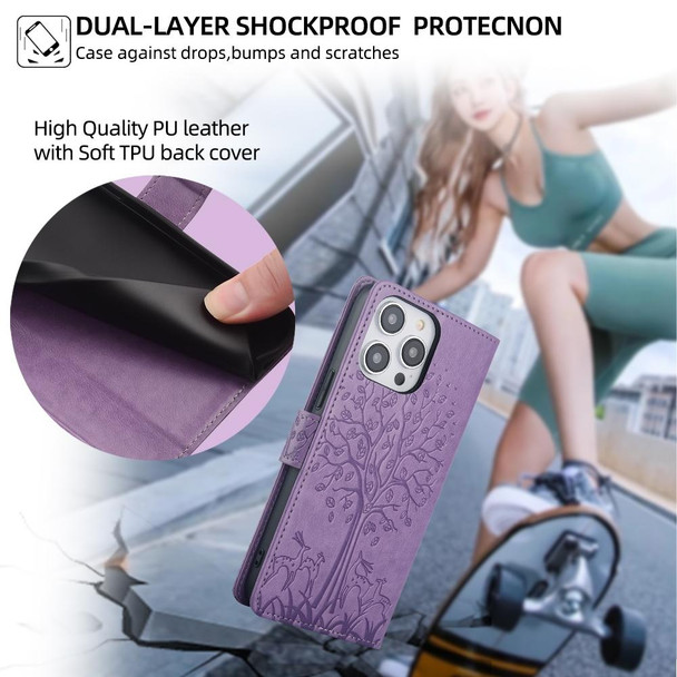 For Meizu V8 Pro Tree & Deer Embossed Leather Phone Case(Purple)